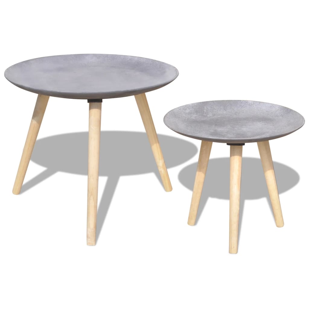 vidaXL 2-tlg. Beistelltisch/Couchtisch-Set 55 cm & 44 cm Betongrau