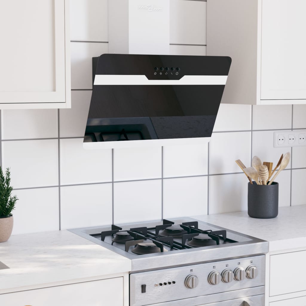 vidaXL Dunstabzugshaube 60 cm Stahl und Hartglas Schwarz