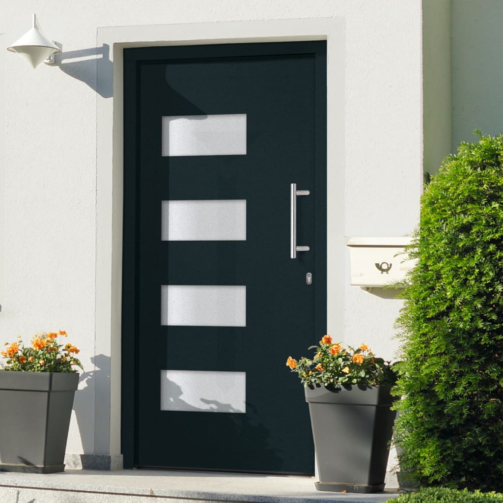 vidaXL Haustür Aluminium und PVC Anthrazit 100x200 cm 
