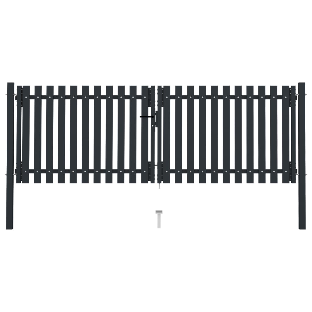 vidaXL Doppelflügel Zauntor Stahl 306x150 cm Anthrazit
