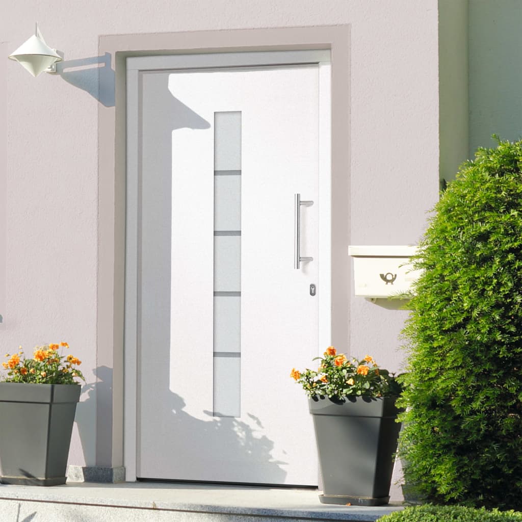 vidaXL Haustür Aluminium und PVC Weiß 100x200 cm  