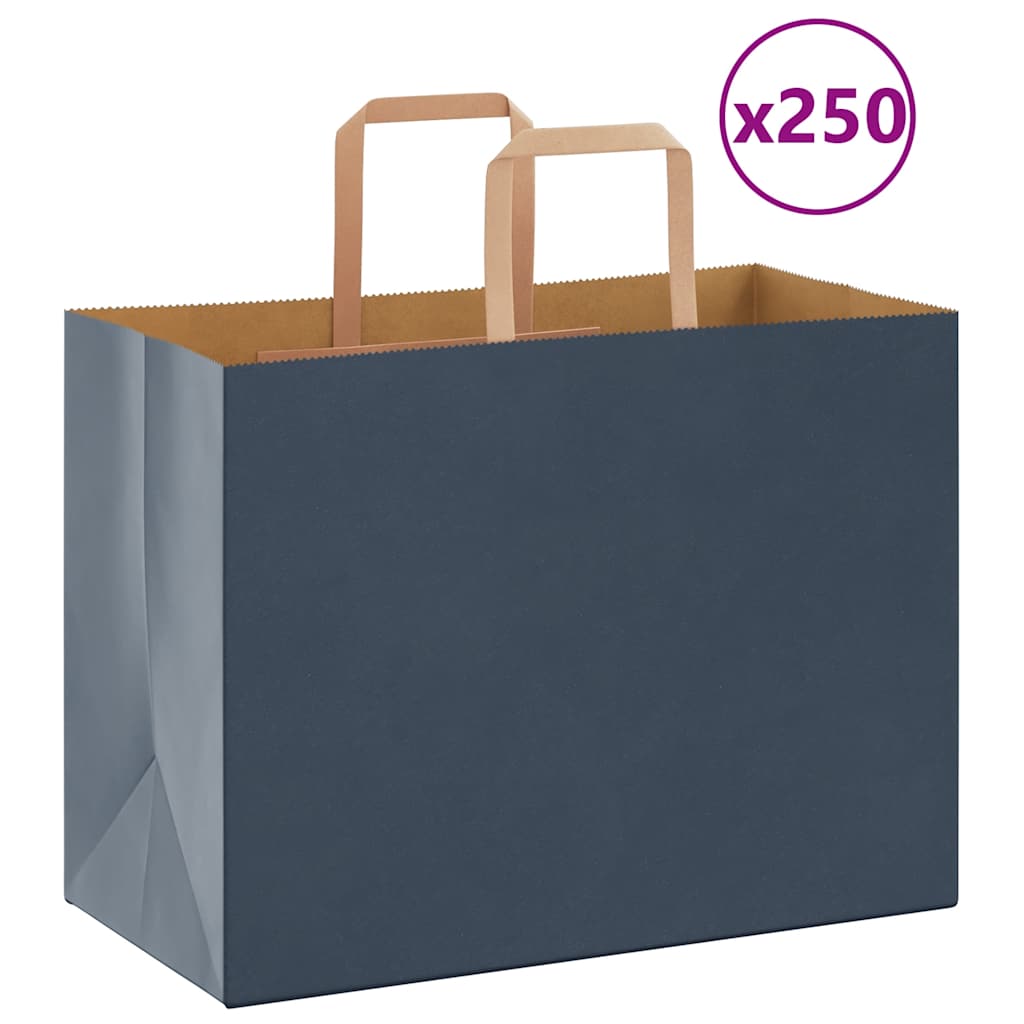 vidaXL Papiertragetaschen 250 Stk. mit Henkeln Blau 32x17x25 cm