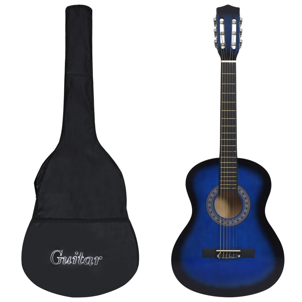 vidaXL 8-tlg. Klassikgitarren-Set für Anfänger Blau 3/4 36"      