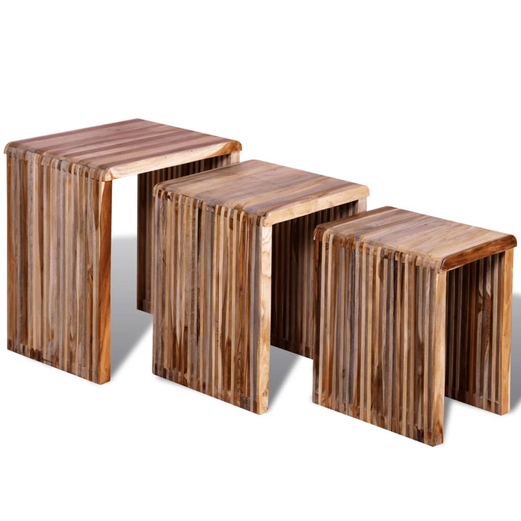 vidaXL 3-tlg. Satztisch-Set Altholz Teak 