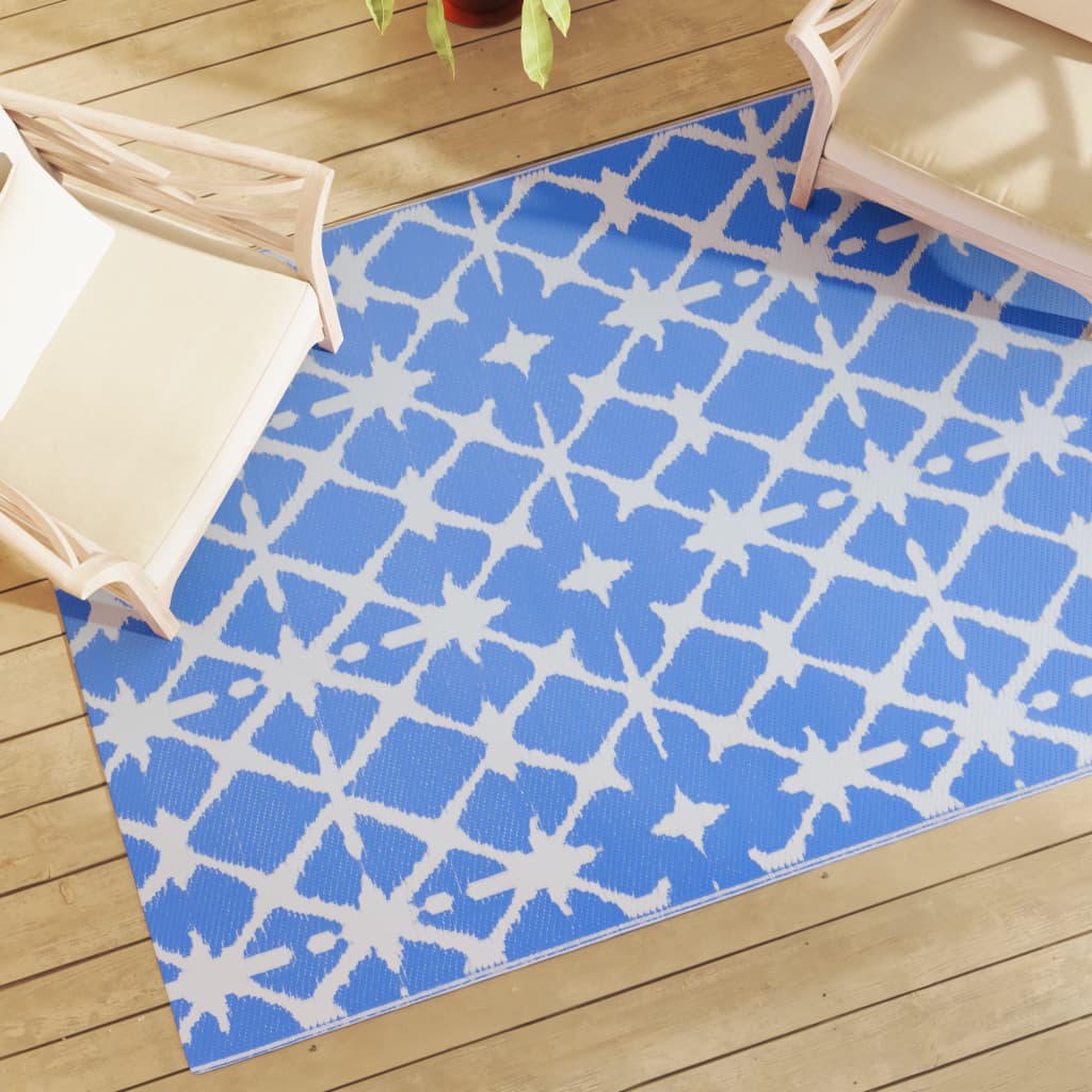 vidaXL Outdoor-Teppich ARAKIL Blau und Weiß 140x200 cm PP