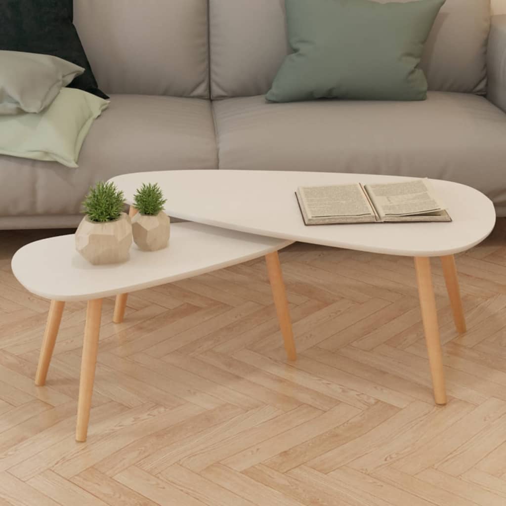 vidaXL 2-tlg. Couchtisch-Set Massivholz Kiefer Weiß 