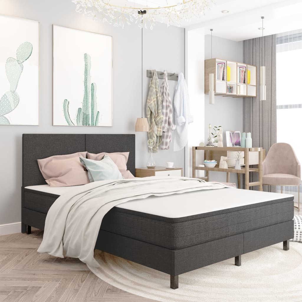  vidaXL Boxspringbett Dunkelgrau Stoff 160x200 cm