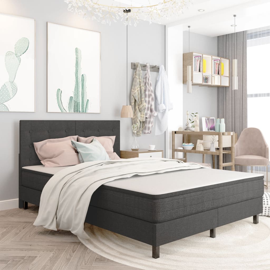   vidaXL Boxspringbett Dunkelgrau Stoff 140x200 cm