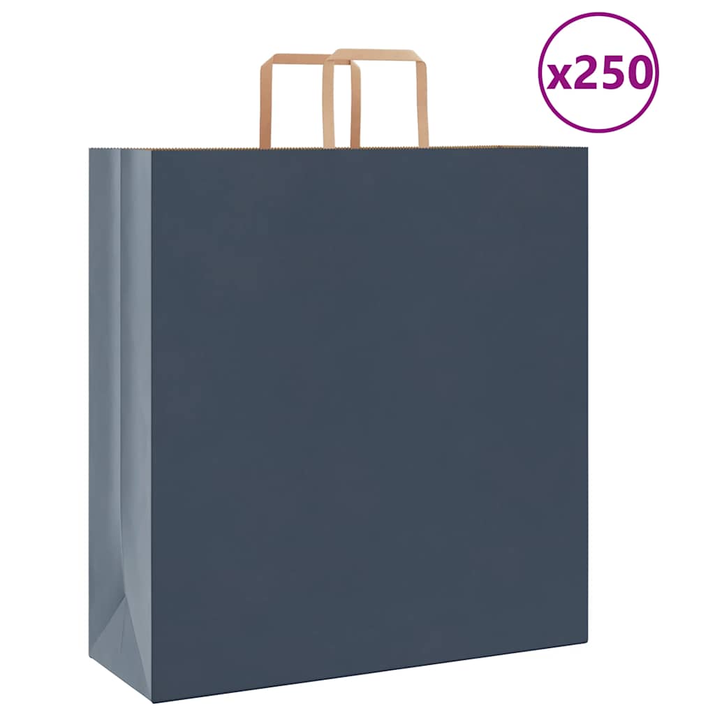 vidaXL Papiertragetaschen 250 Stk. mit Henkeln Blau 45x17x48 cm