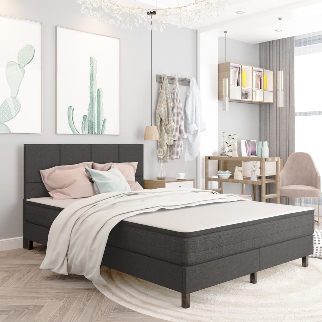   vidaXL Boxspringbett Dunkelgrau Stoff 180x200 cm