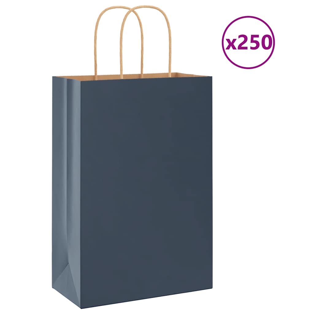 vidaXL Papiertragetaschen 250 Stk. mit Henkeln Blau 21x11x31 cm