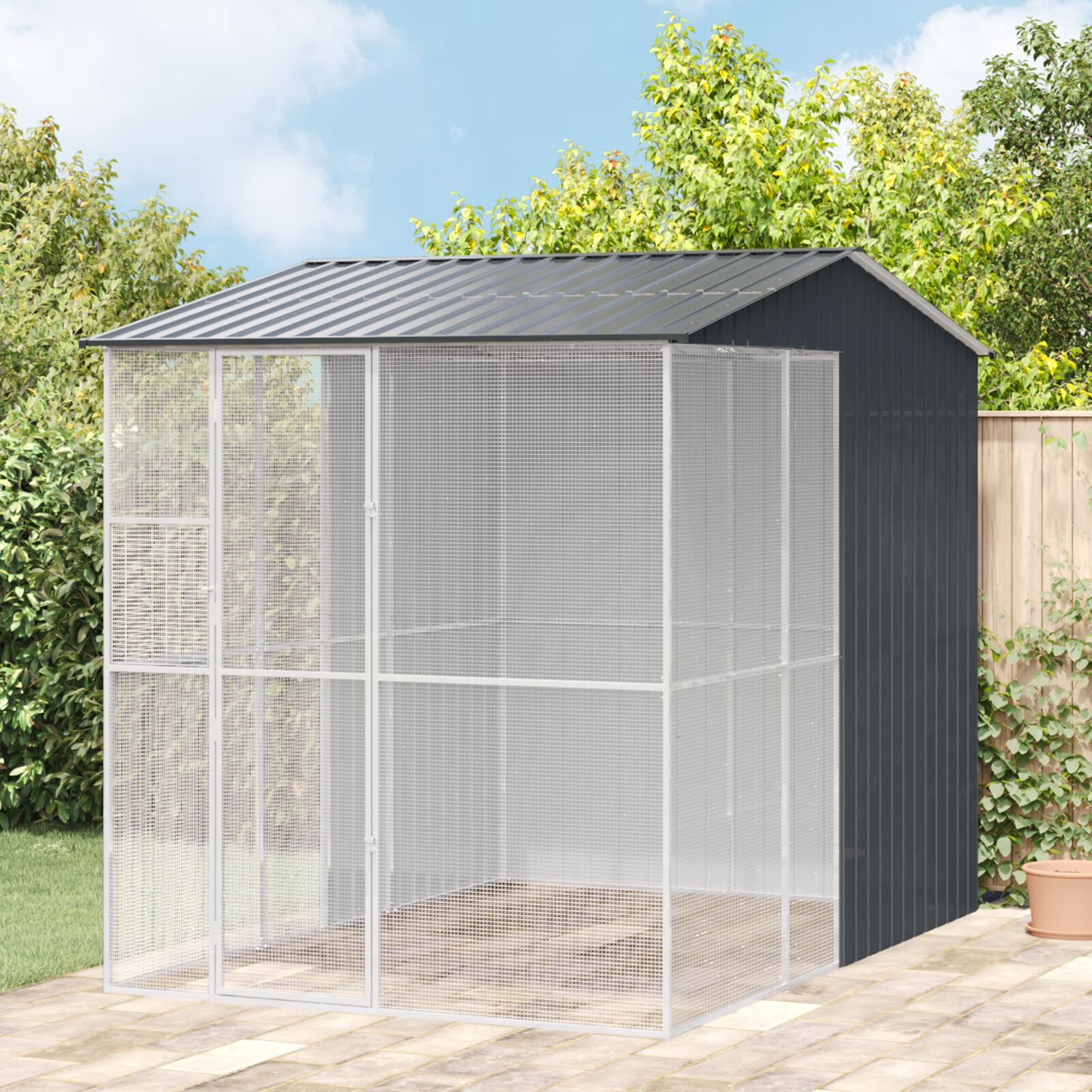 vidaXL Vogelvoliere Anthrazit 215x310x247 cm Stahl